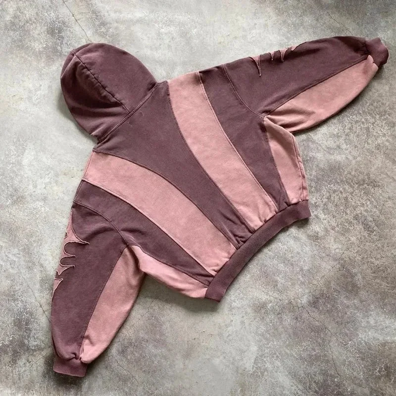 Purple Cotton Blend Baggy Hoodie for Women