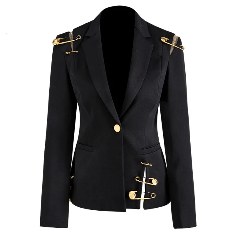 Premium Black Cotton Polyester Womens Blazer
