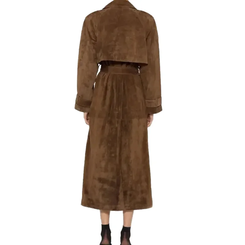 Brown Suede Leather Womens Coat - Premium Fall Fashion