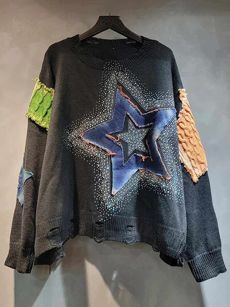 Casual Black Pullover Sweater for Women