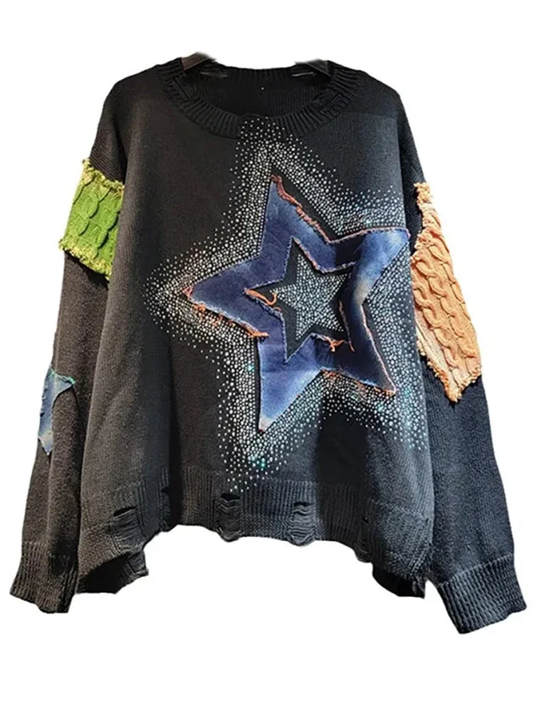 Casual Black Pullover Sweater for Women