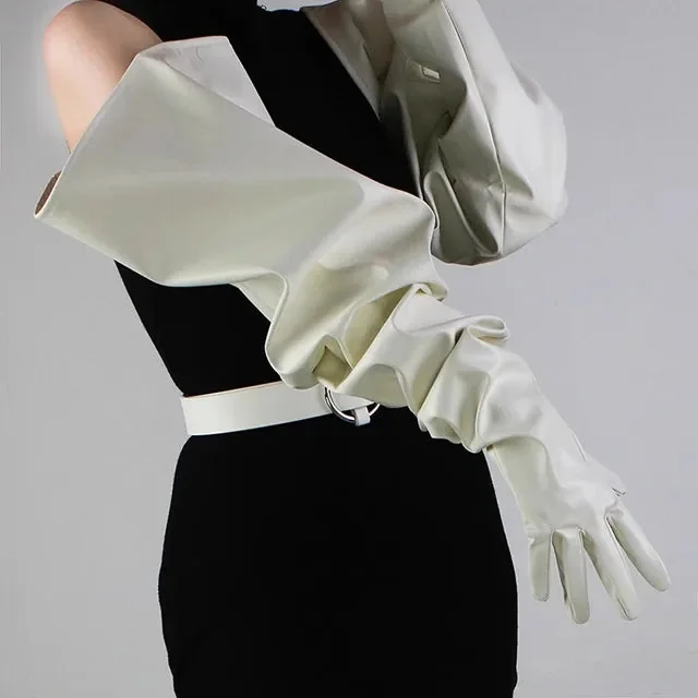 Faux Leather Womens Gloves in Black