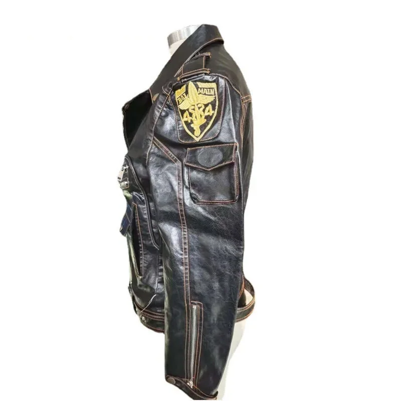 Black Biker Jacket for Men Premium Faux Leather Blend
