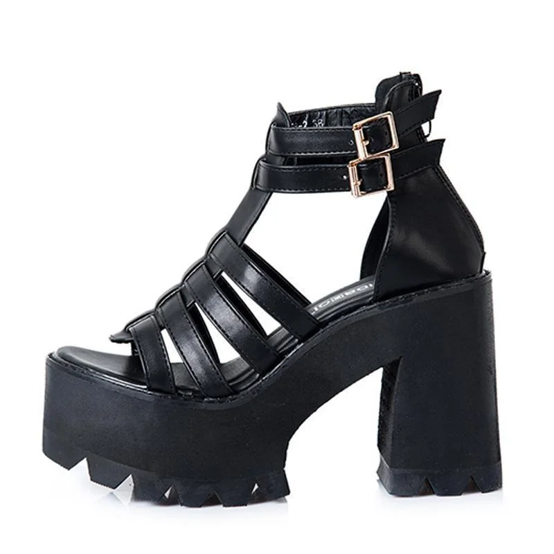 Womens Gothic Platform Shoes in Premium Leather