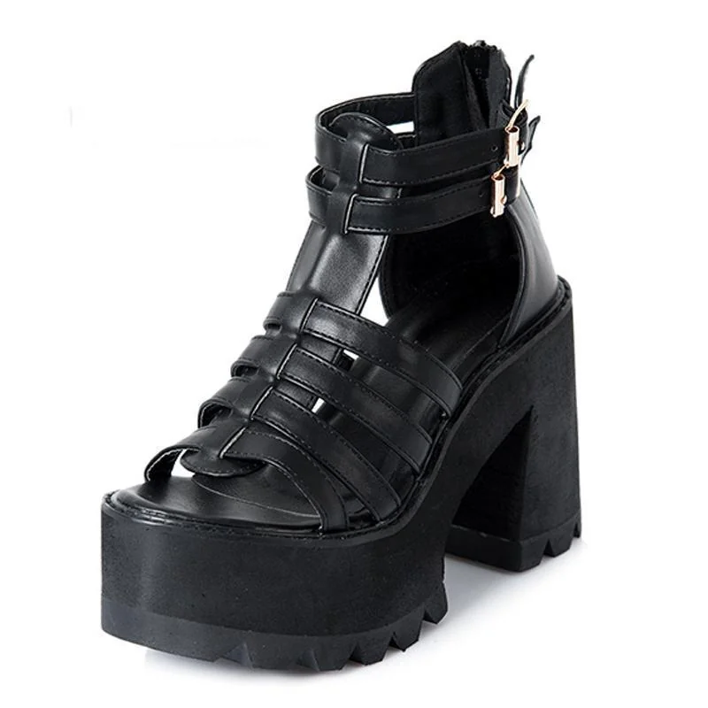 Womens Gothic Platform Shoes in Premium Leather