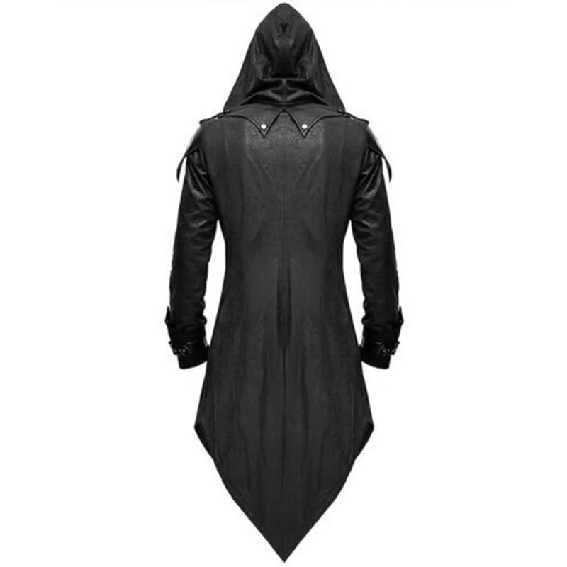 Gothic Style Premium Faux Leather Mens Coat in Black and Red