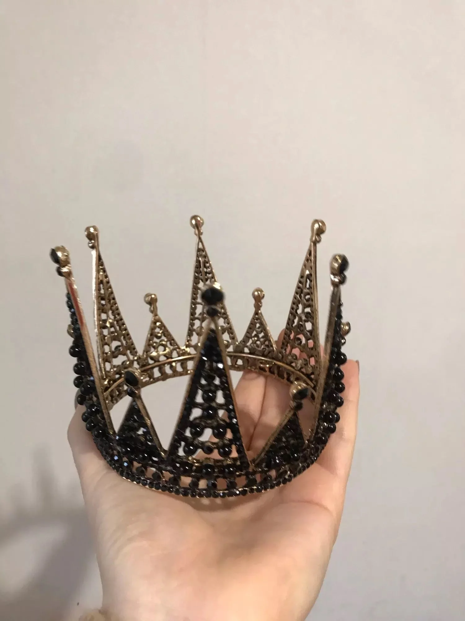 Gothic Mini Crown Headpiece in Black with Gold Accents