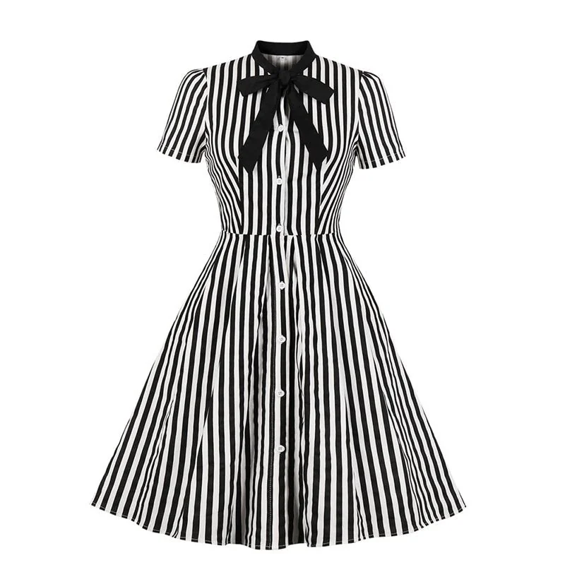 Beetlejuice Striped Swing Dress