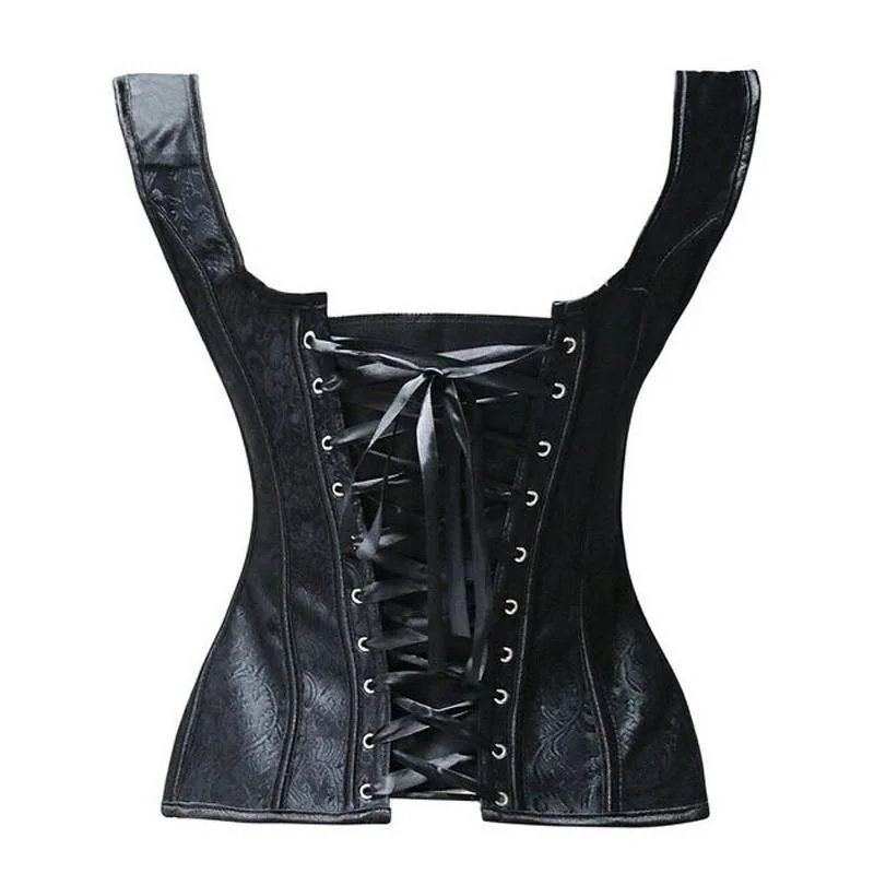 Black Lace-Up Gothic Corset Top Plus Size