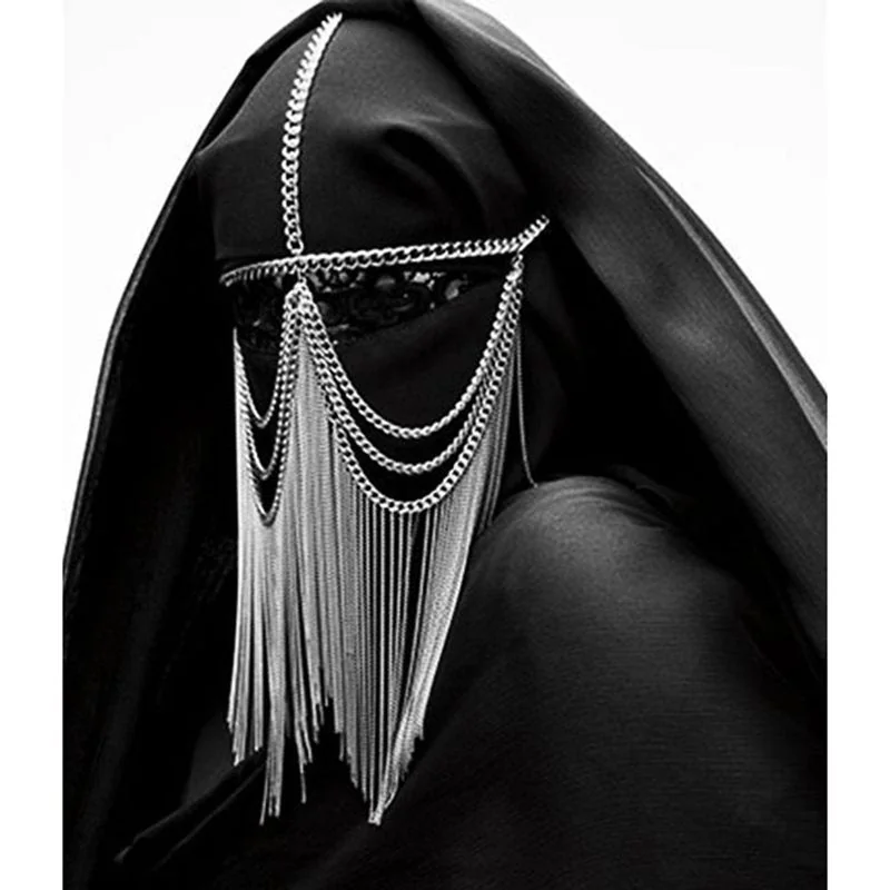 Gothic Chain Tassel Head-Dress Mask