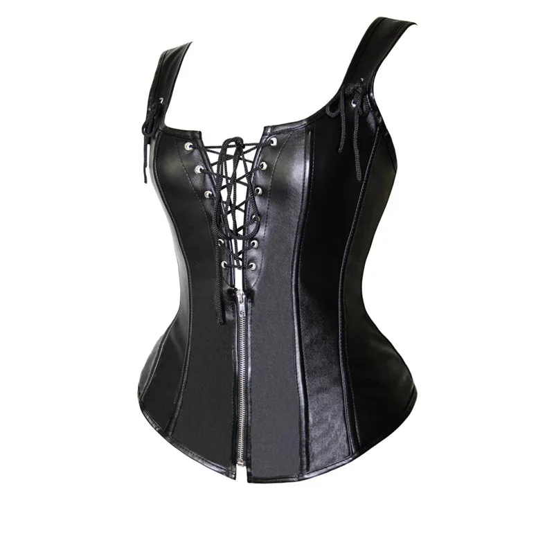 Steampunk Style Lace-Up Faux Leather Corset