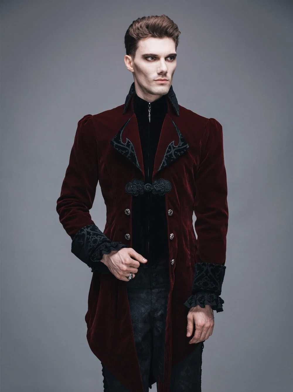 Victorian Style Swallowtail Vampire Jacket - Elegant Mens Gothic Coat