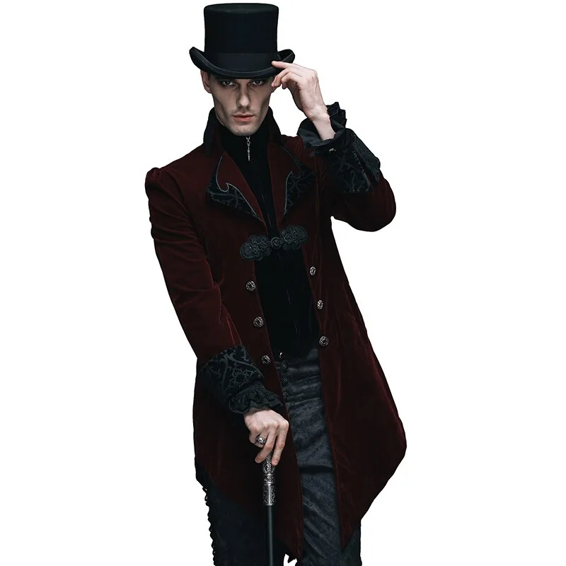 Victorian Style Swallowtail Vampire Jacket - Elegant Mens Gothic Coat