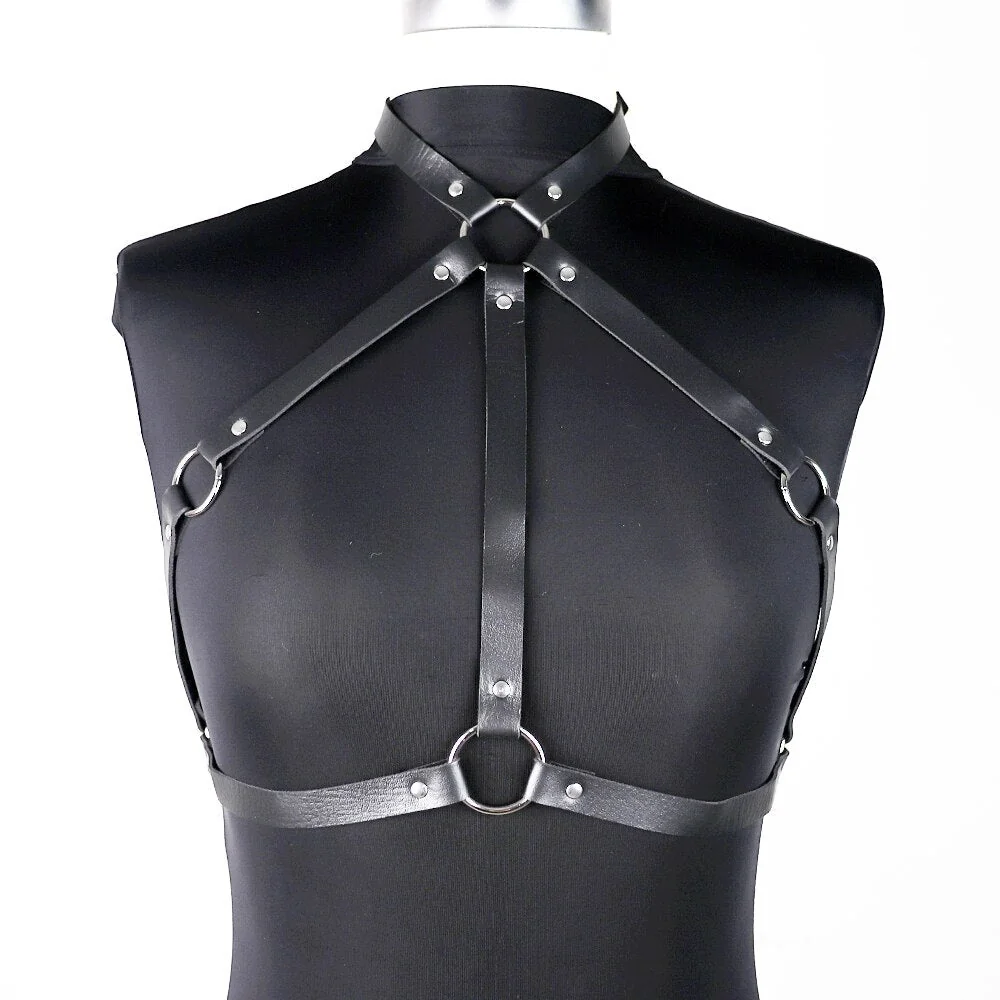 Gothic Cage Under-Bust Body Harness in PU Faux Leather