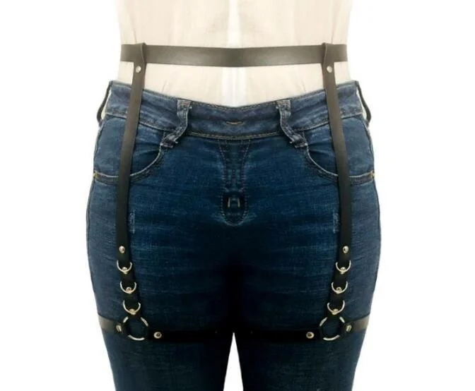 Black O-Ring Thigh Garter Belt