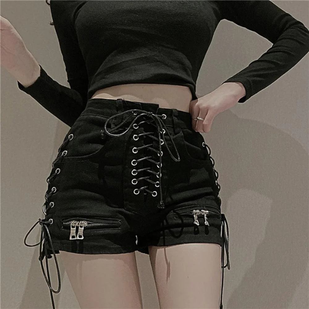 Black Gothic Night Shorts for Women