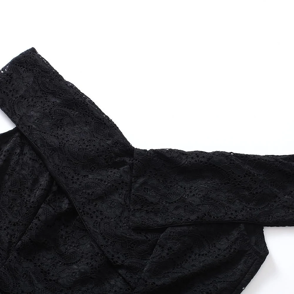 Gothic Black Dress with Dark Motifs