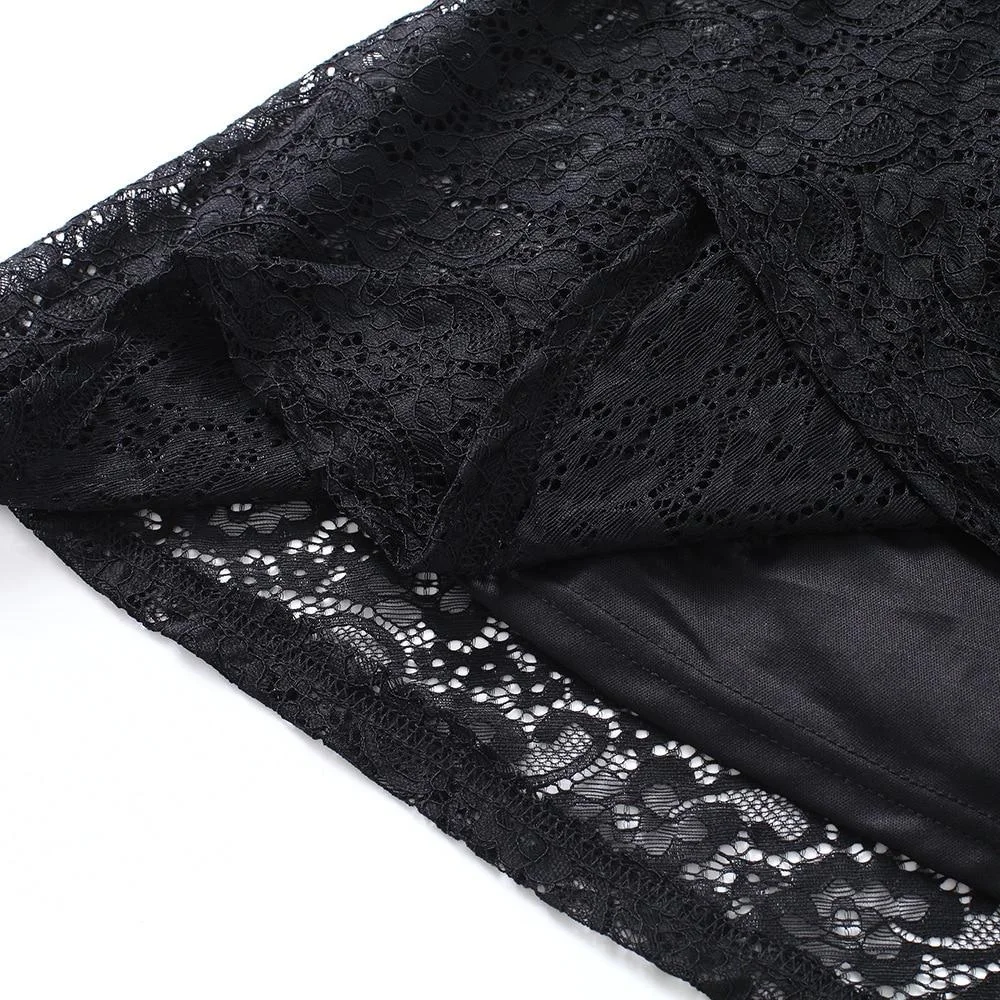 Gothic Black Dress with Dark Motifs