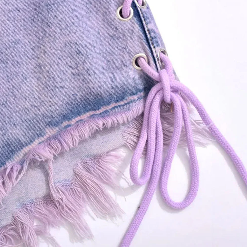 Distressed Stretch Denim Shorts in Blue - Fashionable & Comfortable