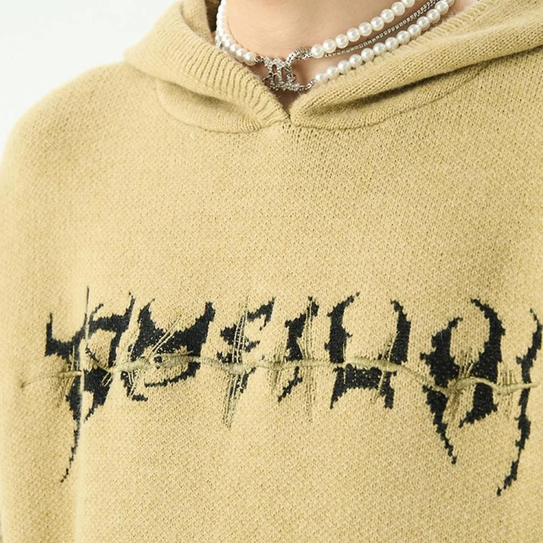 Premium Knitted Centipede Hoodie in Black & Yellow