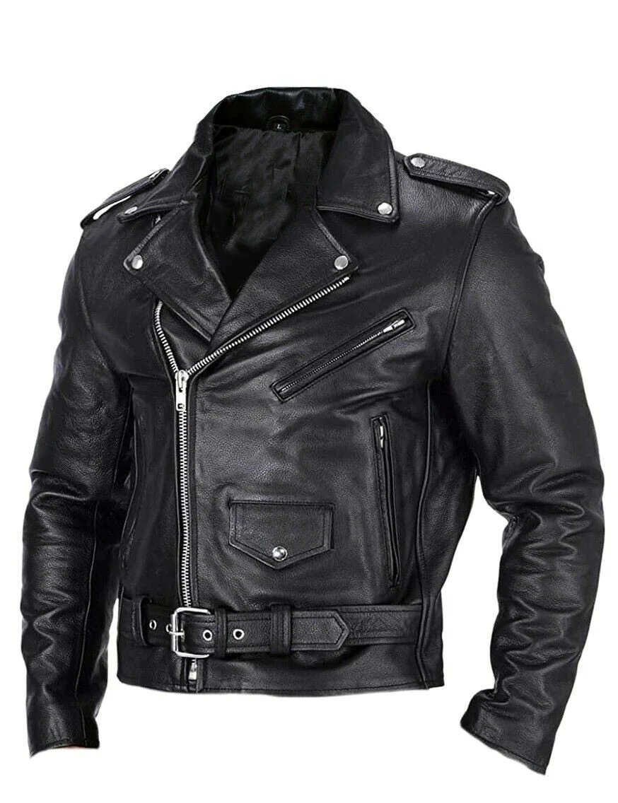 Premium Polyurethane Mens Leather Jacket in Black and White