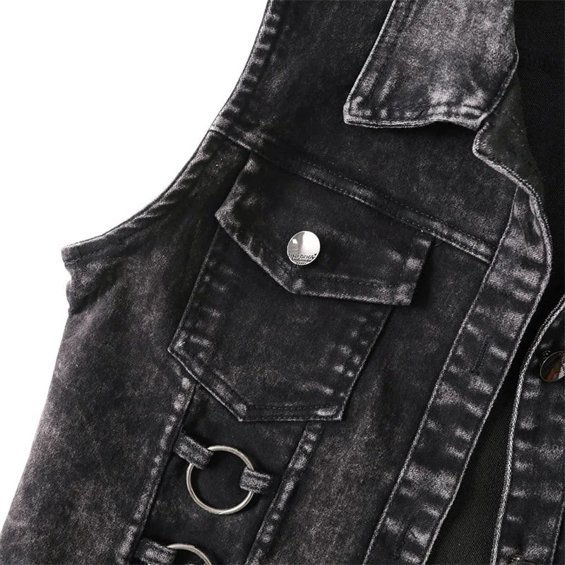 Womens Black Denim Vest - Premium Cotton Blend