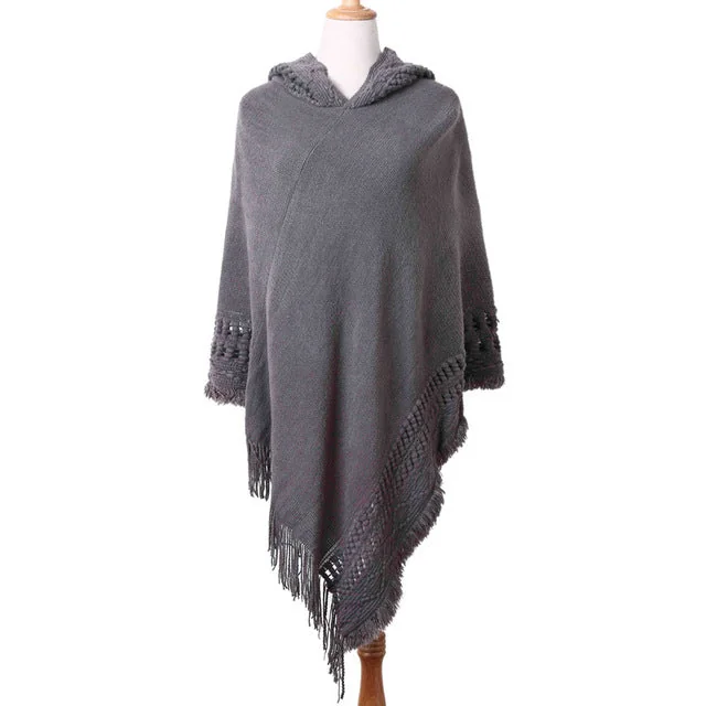 Stylish Womens Cotton Blend Cape in Black or Gray