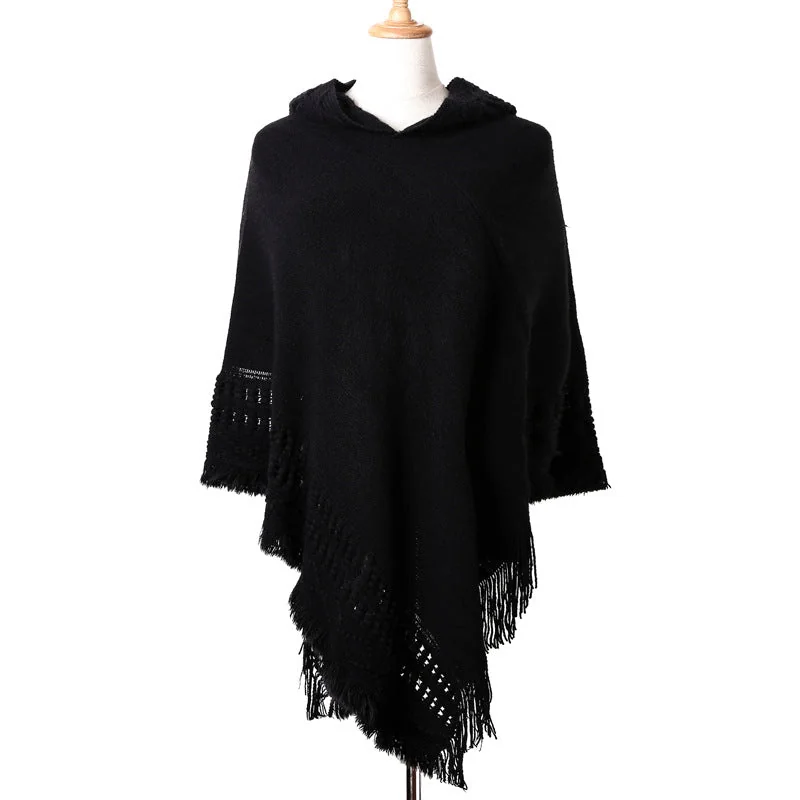 Stylish Womens Cotton Blend Cape in Black or Gray
