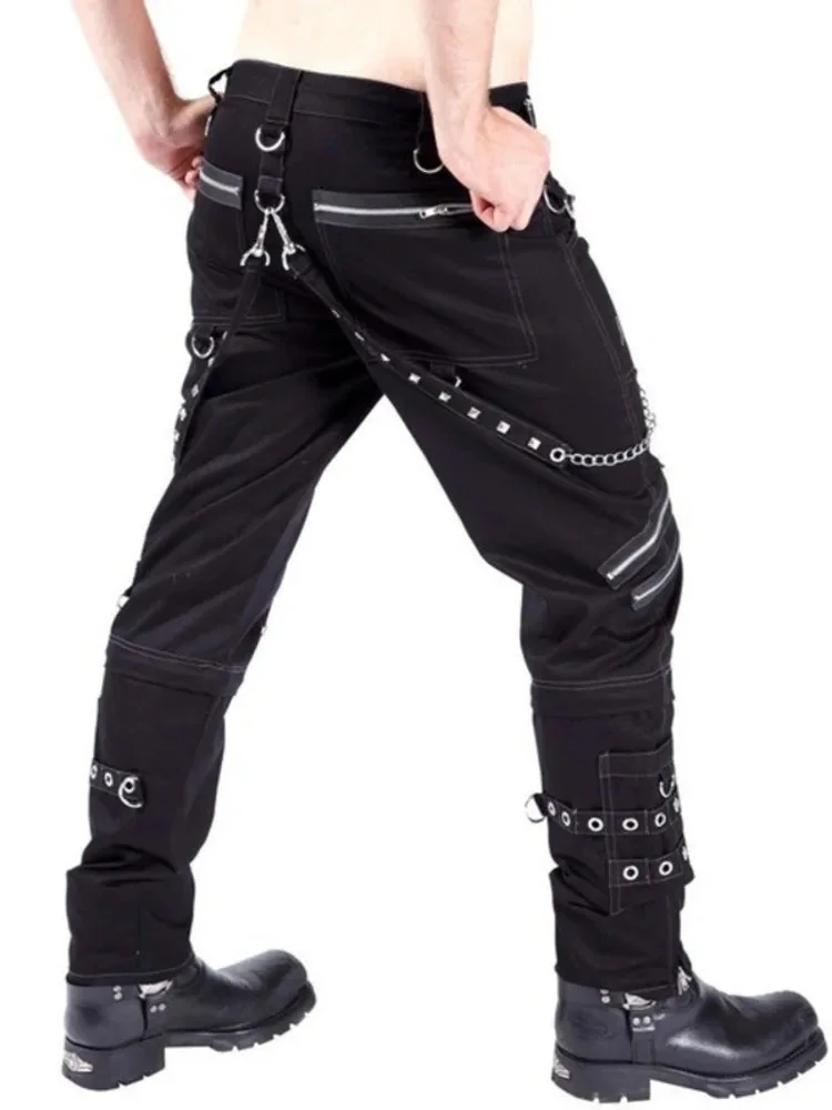 Black Gothic Style Cotton Pants for Men