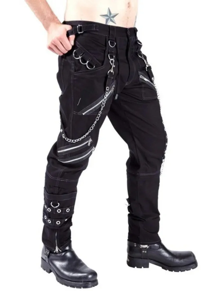 Black Gothic Style Cotton Pants for Men