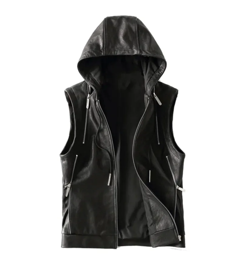 Mens Black PU Leather Vest