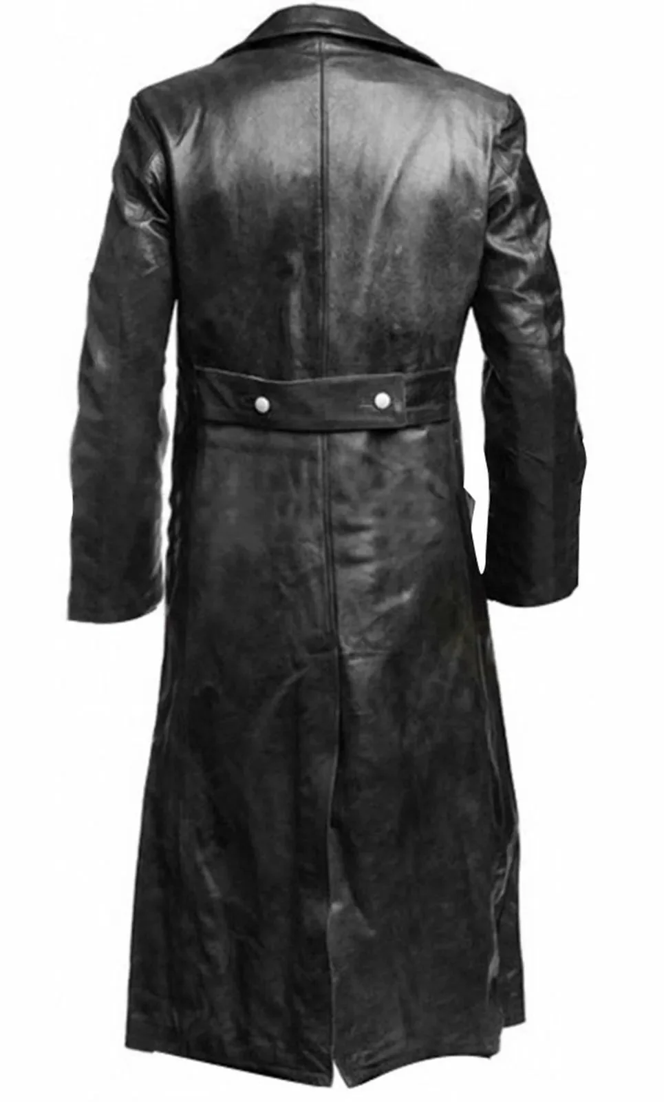 Classic Black Leather Trench Coat for Men