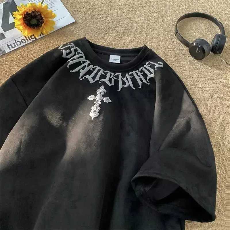 Premium Black Cotton Polyester Blend Mens T-Shirt