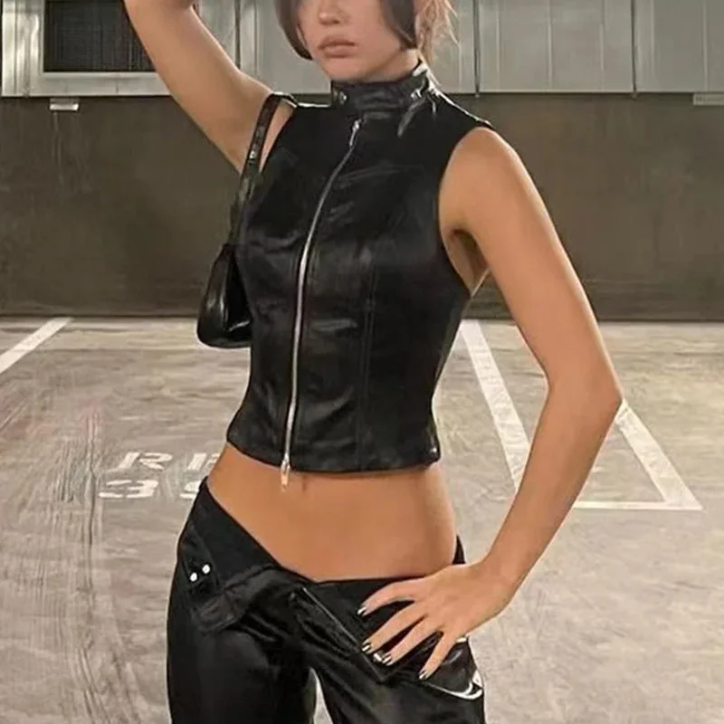 Limited Edition Zipper Vest for Women in Premium Faux Leather Blend