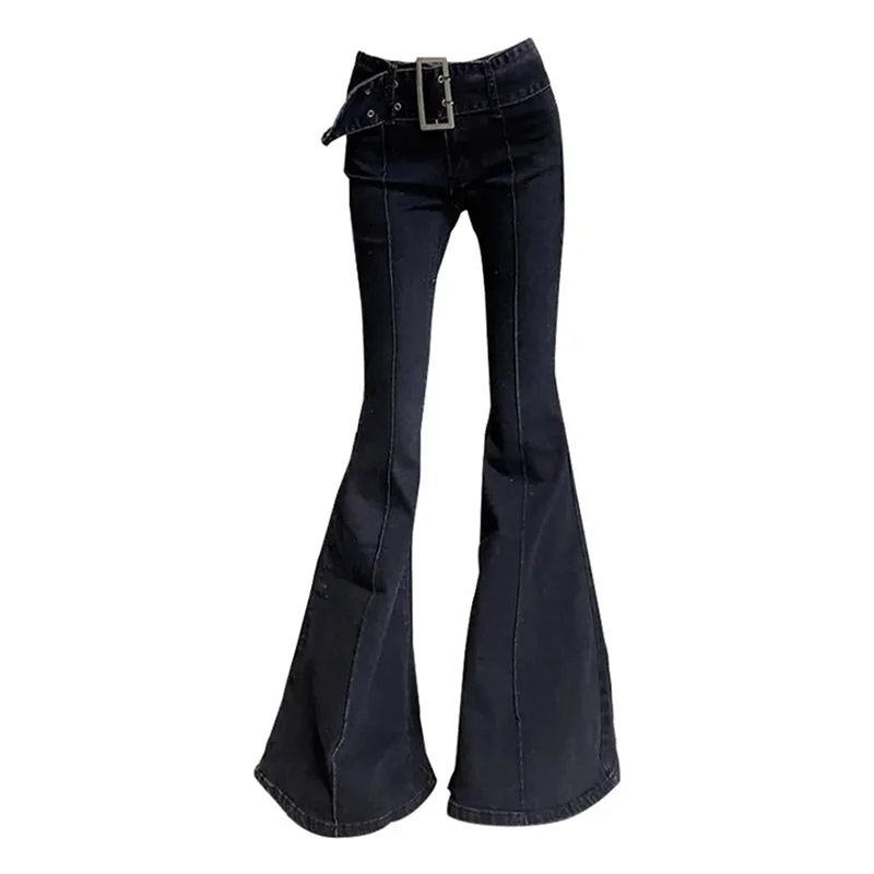 Black Retro Flare Jeans in Premium Cotton Blend