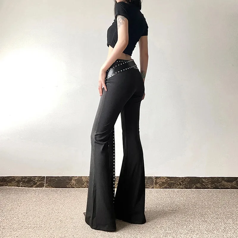 Black Flare Womens Pants Premium Cotton Polyester Blend
