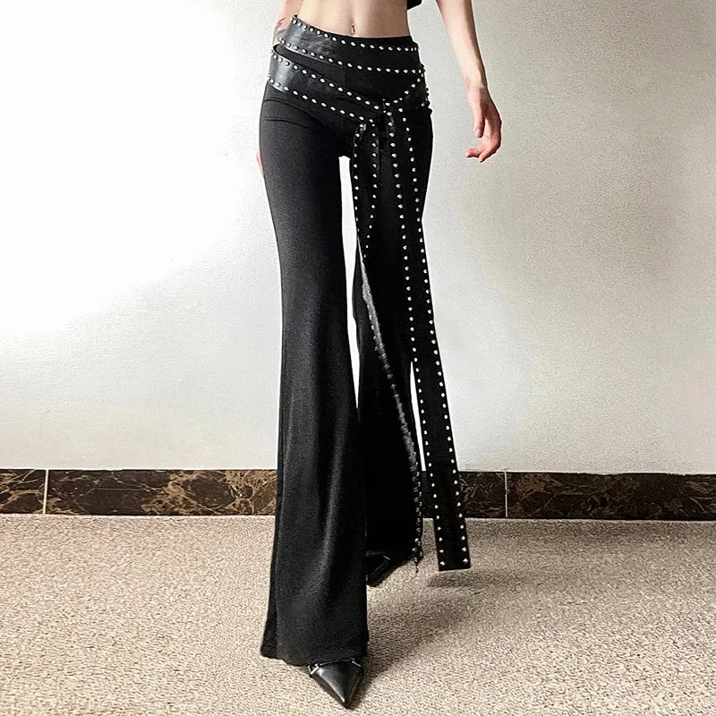 Black Flare Womens Pants Premium Cotton Polyester Blend