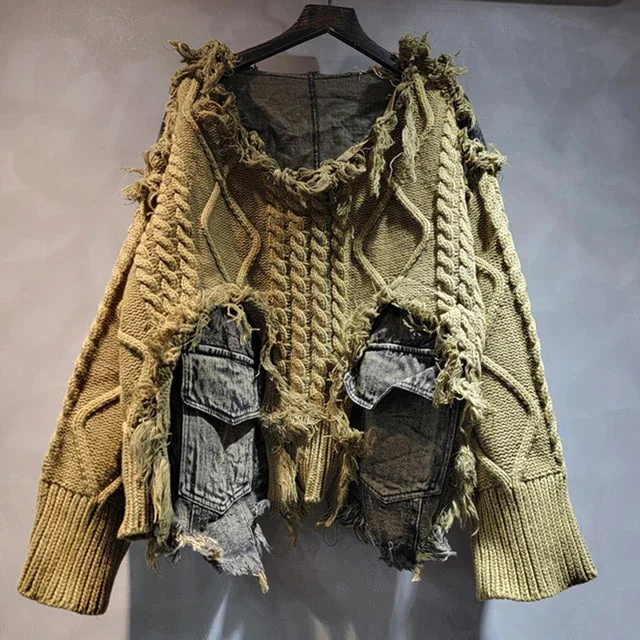 Chic Winter Womens Oversized Sweater (Brown/Black/Green)