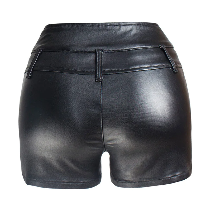Premium Black Faux Leather Shorts for Women