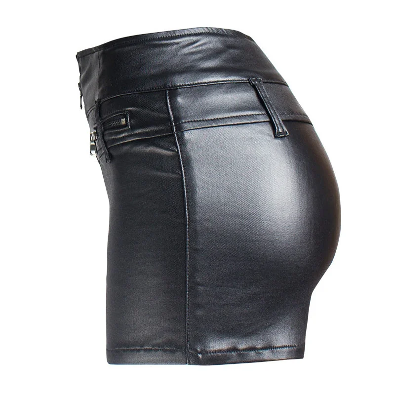 Premium Black Faux Leather Shorts for Women