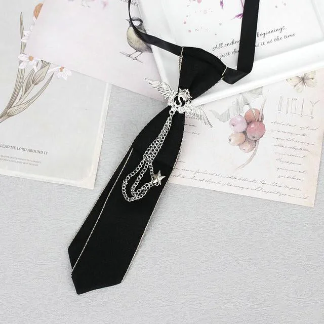 Elegant Black Gothic Tie for All Genders
