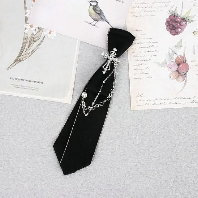 Elegant Black Gothic Tie for All Genders