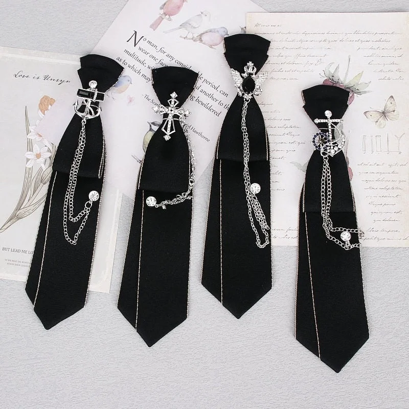 Elegant Black Gothic Tie for All Genders