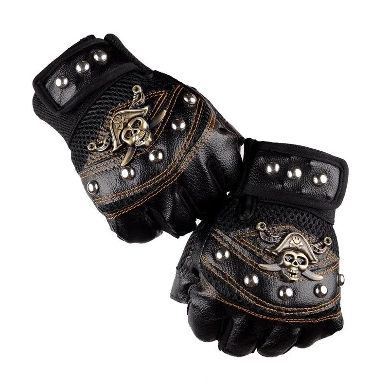 Faux Leather Motorcycle Riding Gloves - Grip Enhancement