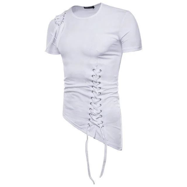 Gothic Style Mens Cotton Spandex T-Shirt - Black