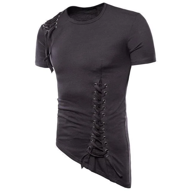 Gothic Style Mens Cotton Spandex T-Shirt - Black