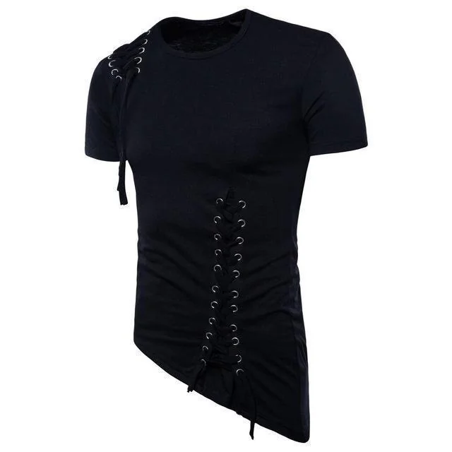 Gothic Style Mens Cotton Spandex T-Shirt - Black