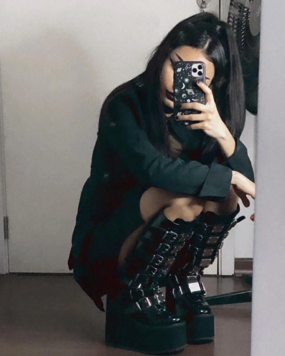 Gothic Buckled Platform Boots - Vegan Patent Finish