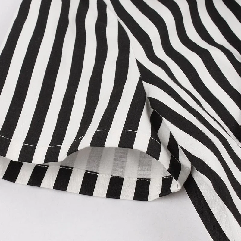 Retro Striped Swing Dress with Bow Detail