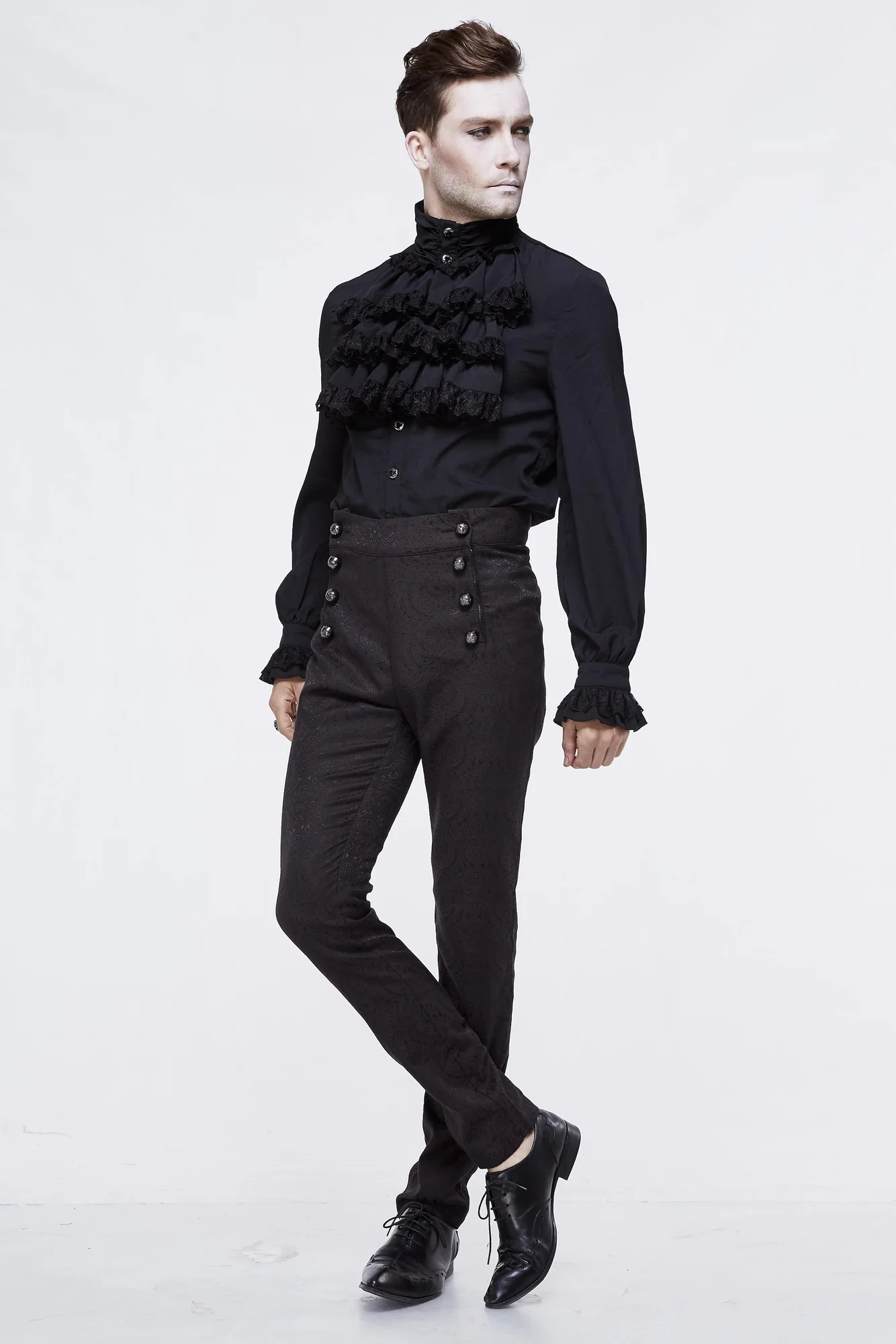 Elegant Dark Vampire Inspired Slim-Fit Trousers